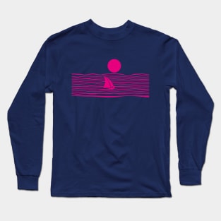 Sailing Boat Sea Night Full Moon Long Sleeve T-Shirt